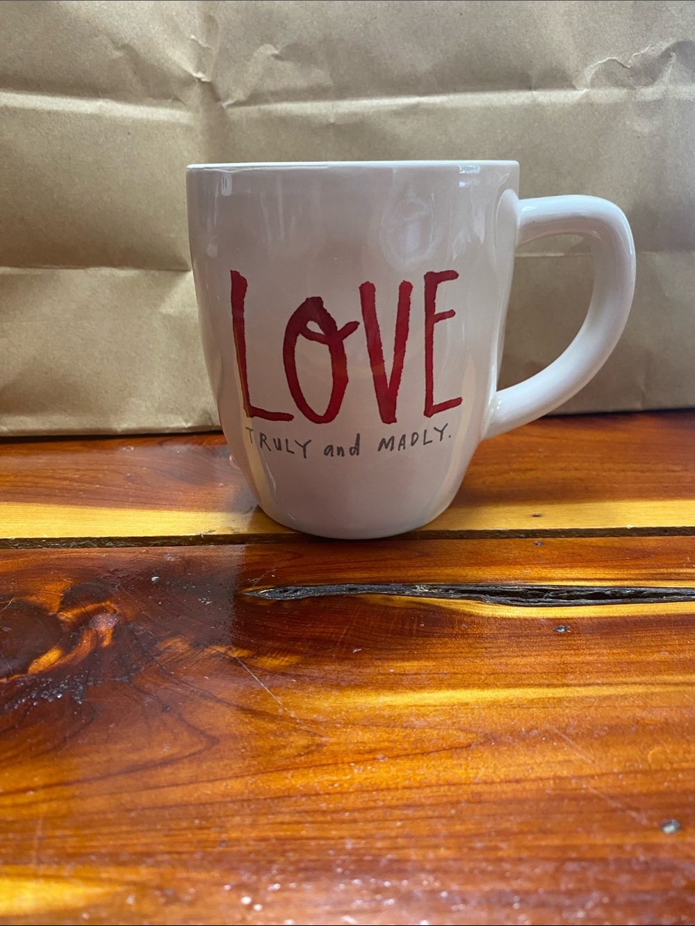 Rae Dunn White Mug with Red LOVE Lettering